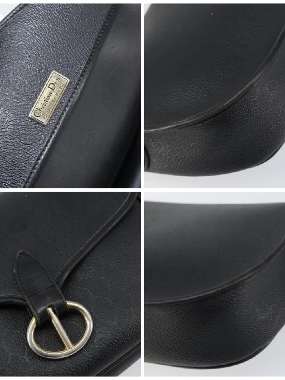 Christian Dior Honeycomb Canvas Shoulder Bag PVC Black Gold - Picture 12 of 16